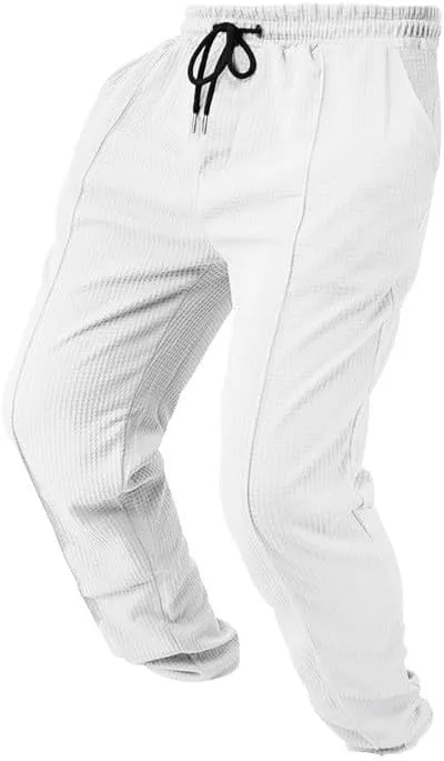 Pants for Men Relaxed Fit Elastic Drawstring Waist Straight Leg Pant Casual Lightweight Outdoor Beach Sporty Trousers