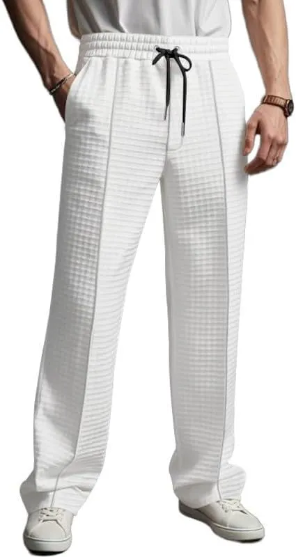 Pants for Men Relaxed Fit Elastic Drawstring Waist Straight Leg Pant Casual Lightweight Outdoor Beach Sporty Trousers