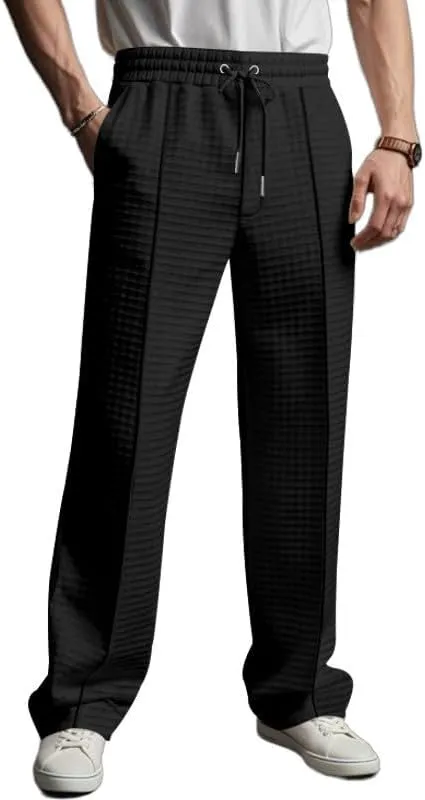 Pants for Men Relaxed Fit Elastic Drawstring Waist Straight Leg Pant Casual Lightweight Outdoor Beach Sporty Trousers