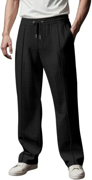 Pants for Men Relaxed Fit Elastic Drawstring Waist Straight Leg Pant Casual Lightweight Outdoor Beach Sporty Trousers