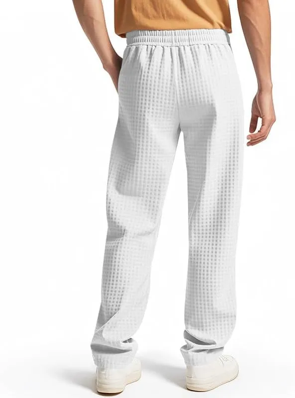 Pants for Men Relaxed Fit Elastic Drawstring Waist Straight Leg Pant Casual Lightweight Outdoor Beach Sporty Trousers