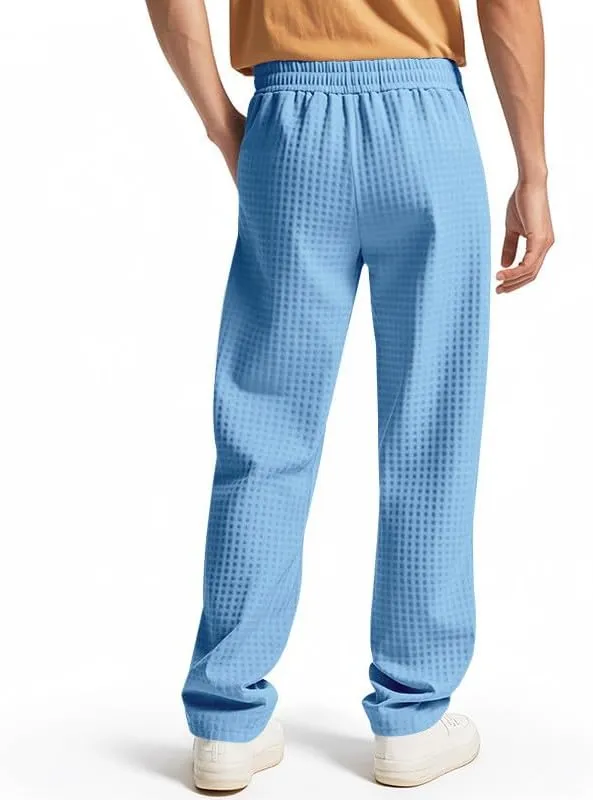 Pants for Men Relaxed Fit Elastic Drawstring Waist Straight Leg Pant Casual Lightweight Outdoor Beach Sporty Trousers