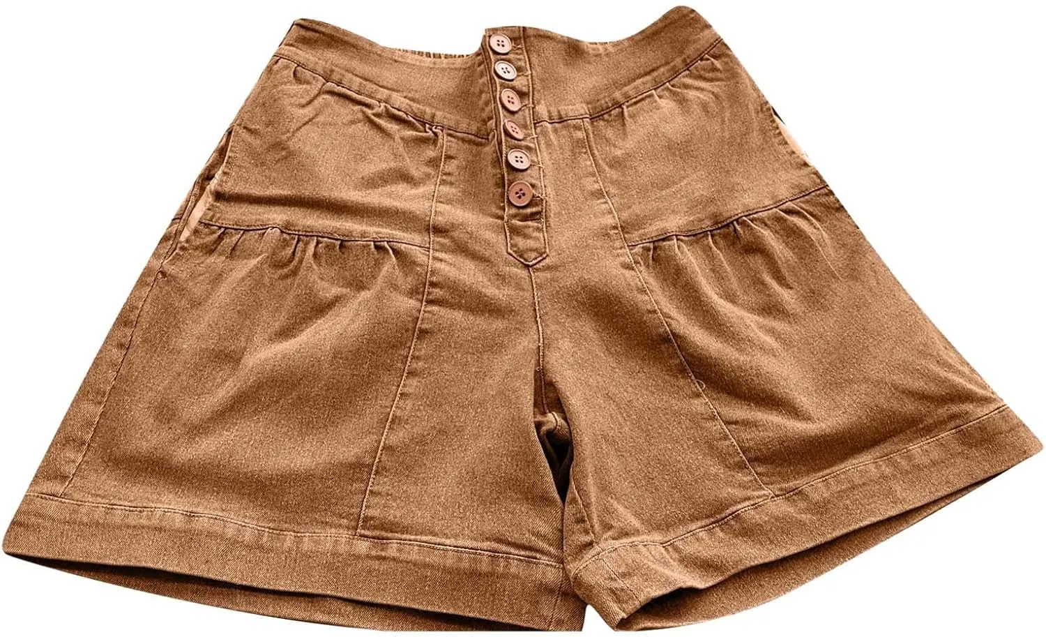 Pleated Ruffle Denim Shorts for Women Buttons Casual Summer High Waisted Wide Leg Jean Shorts Streetwear Hot Shorts