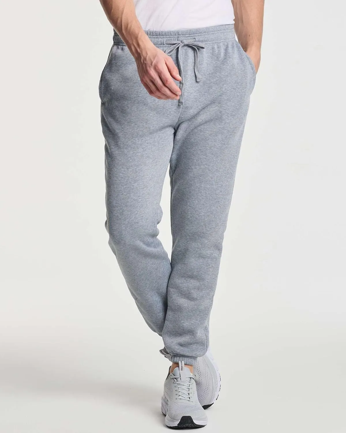 Real Essentials 3 Pack: Men's Fleece Elastic Bottom Jogger Sweatpants with Pockets (Available in Big & Tall)