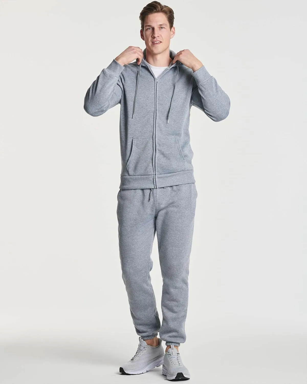 Real Essentials 3 Pack: Men's Fleece Elastic Bottom Jogger Sweatpants with Pockets (Available in Big & Tall)