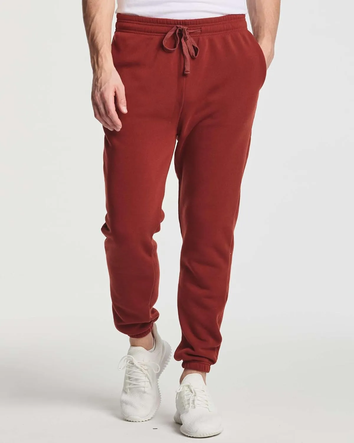 Real Essentials 3 Pack: Men's Fleece Elastic Bottom Jogger Sweatpants with Pockets (Available in Big & Tall)