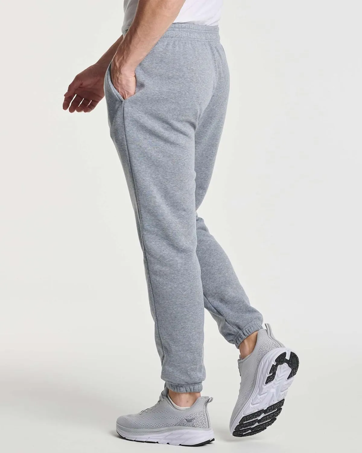 Real Essentials 3 Pack: Men's Fleece Elastic Bottom Jogger Sweatpants with Pockets (Available in Big & Tall)
