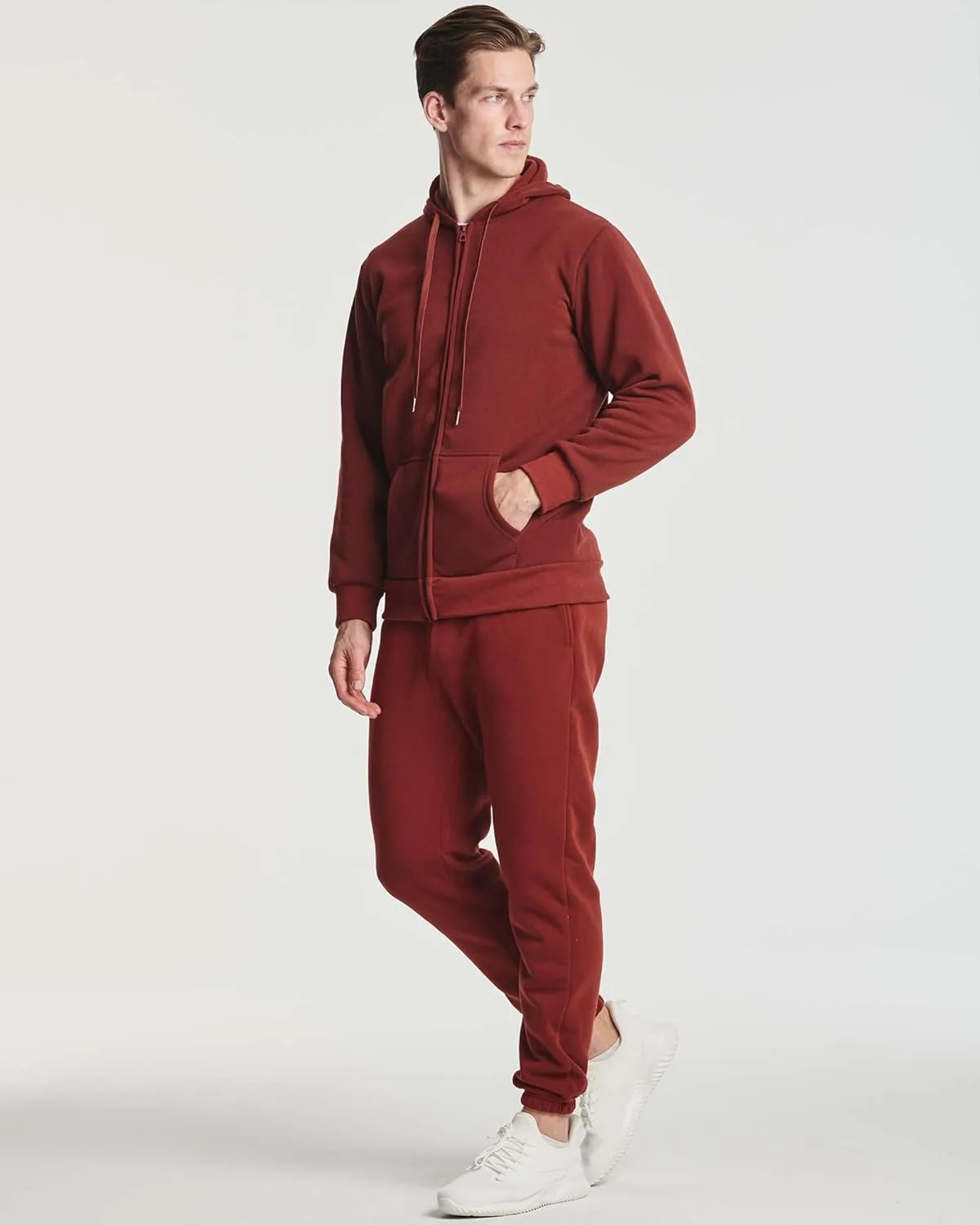 Real Essentials 3 Pack: Men's Fleece Elastic Bottom Jogger Sweatpants with Pockets (Available in Big & Tall)