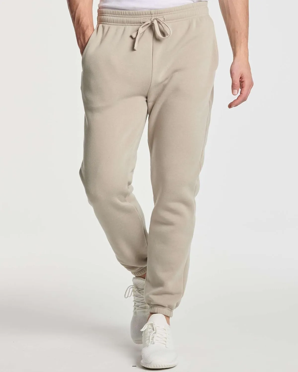 Real Essentials 3 Pack: Men's Fleece Elastic Bottom Jogger Sweatpants with Pockets (Available in Big & Tall)
