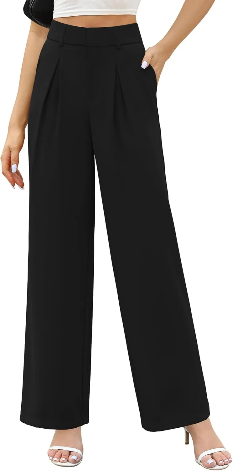 Sarin Mathews Wide Leg Dress Pants Women High Waisted Business Casual Work Pants Long Palazzo Trousers with Pockets