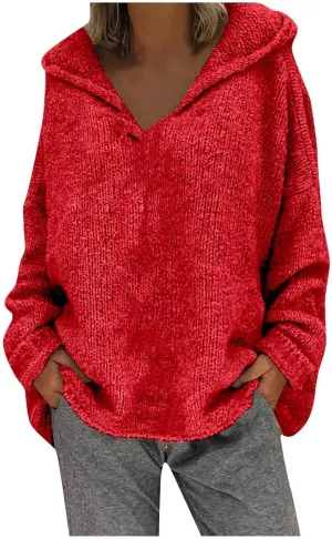 SHAOBGE Womens Sweaters Chenille Womens Sweater V Neck Long Sleeve Tops Women Women'S Knitted Striped Sweater