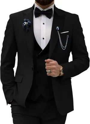 SHUZHXLZANGY Men's 3 Piece Wedding Tuxedo for Men Slim Fit Double Breasted Suit Men Prom Suits