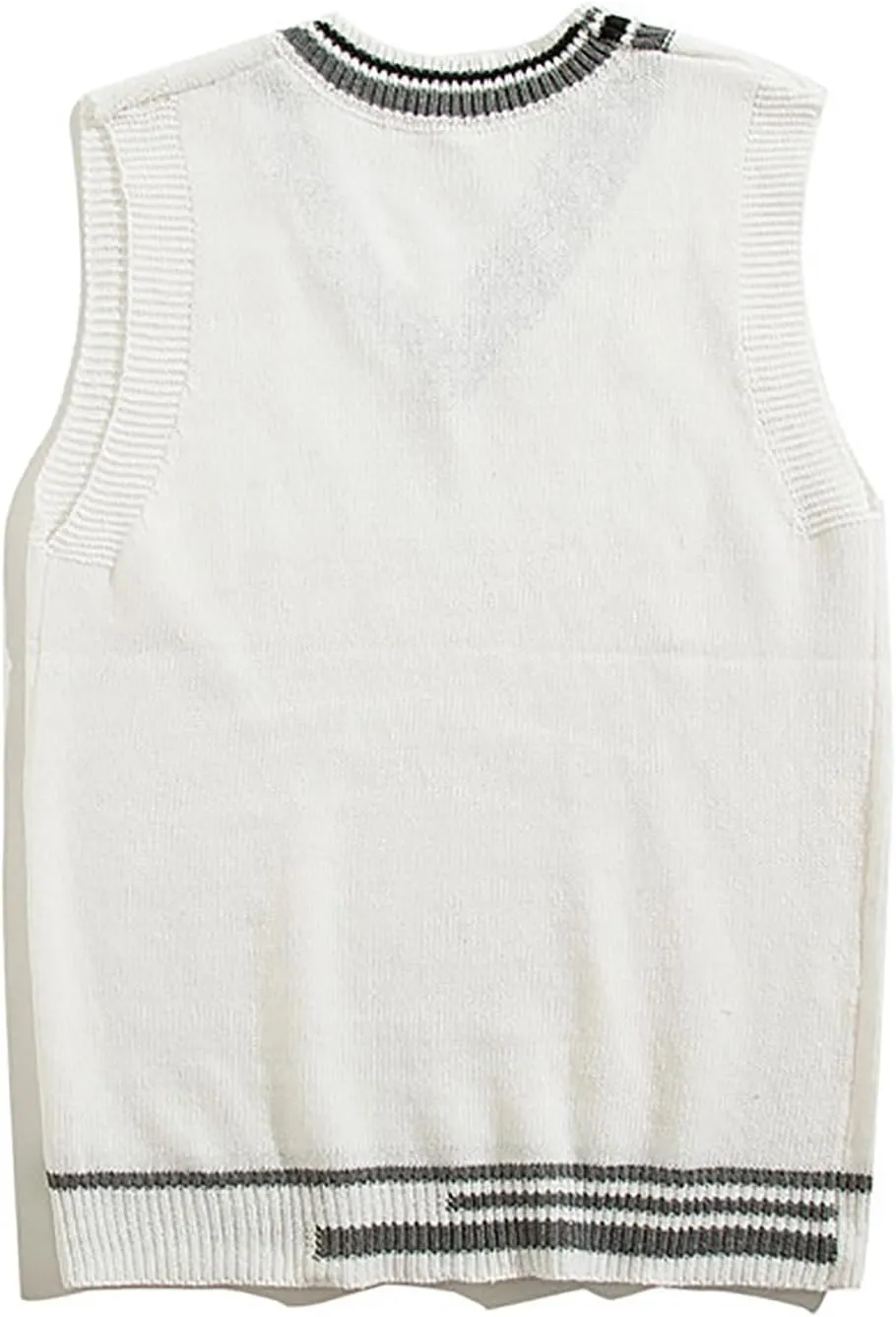 Sleeveless Sweater Vest for Men Color Block Knitted Trendy Pullover Sweater V Neck Comfort Soft Casual Jumper Tops