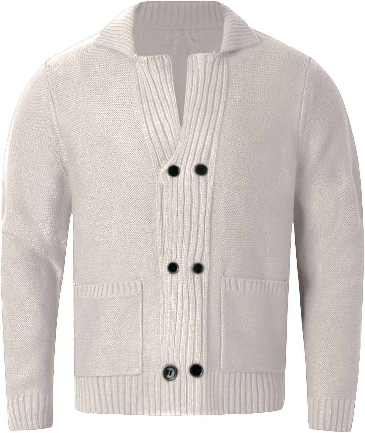 SUWBMHWE Men's Shawl Collar Cardigan Sweater Cable Knit Button Down Cardigans Casual Winter Chunky Sweaters with Pockets