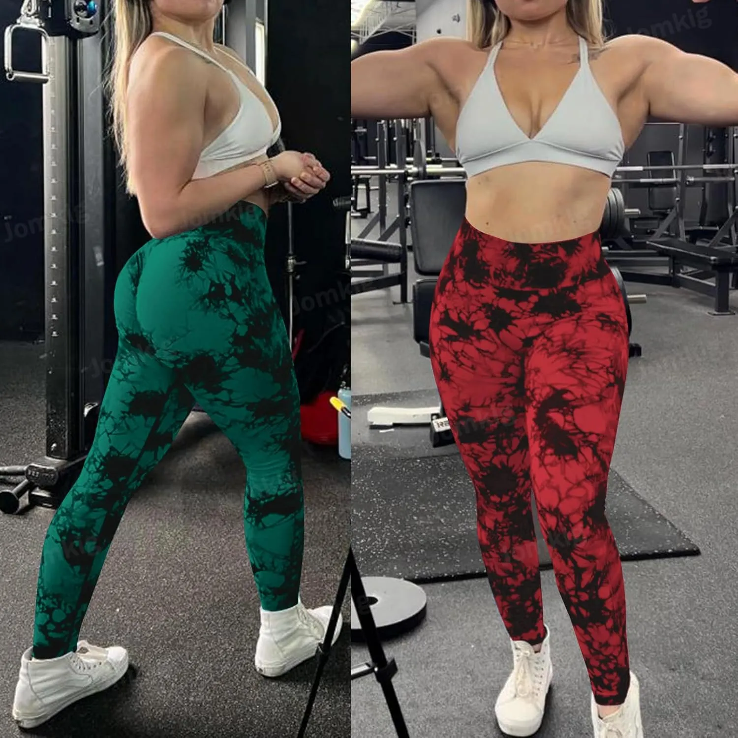 Tie Dye Seamless Leggings for Women High Waist Workout Yoga Pants Scrunch Butt Lifting Compression Tights
