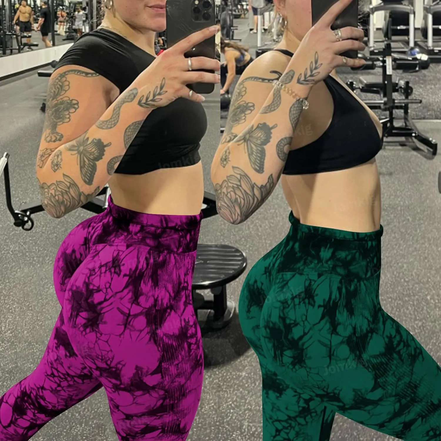 Tie Dye Seamless Leggings for Women High Waist Workout Yoga Pants Scrunch Butt Lifting Compression Tights