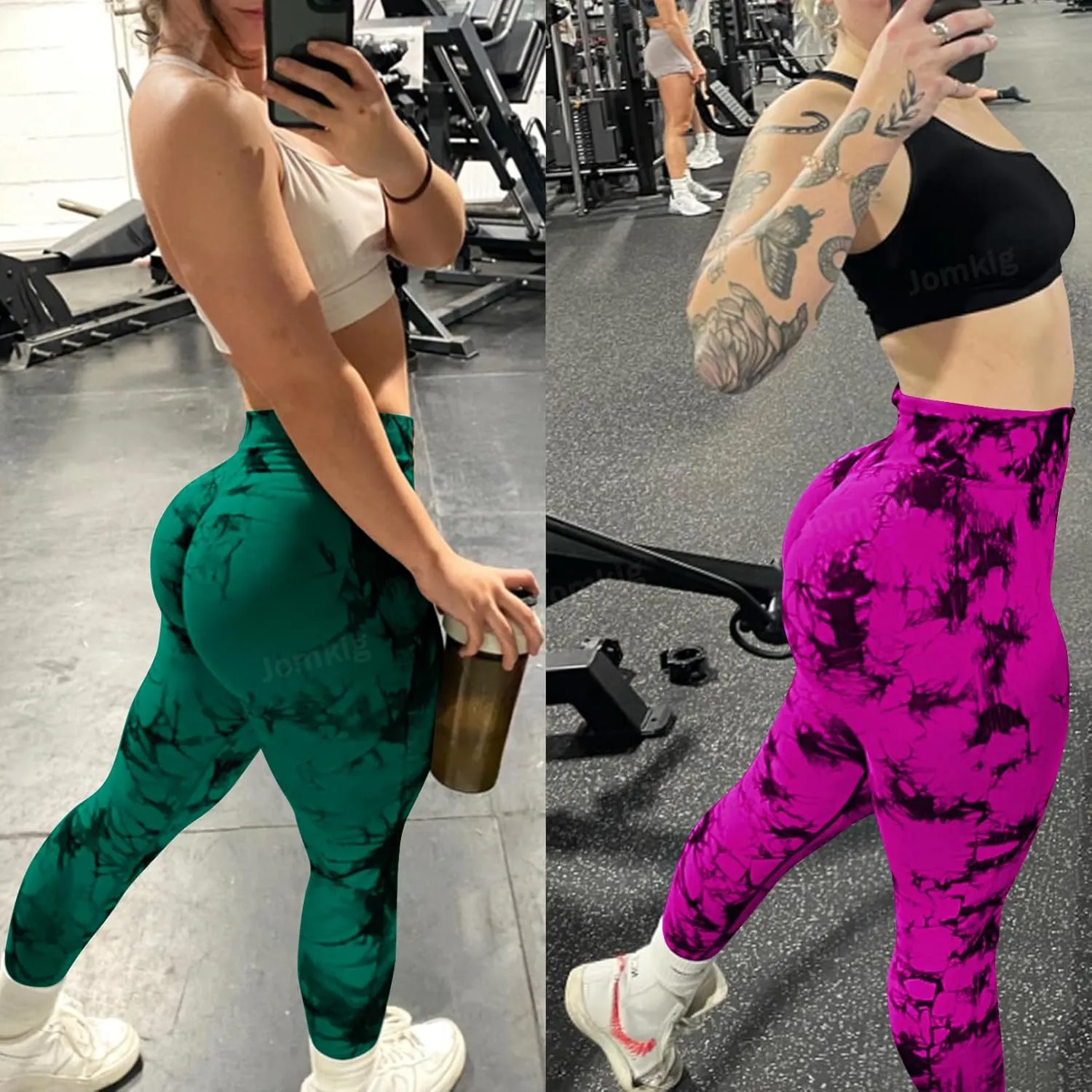 Tie Dye Seamless Leggings for Women High Waist Workout Yoga Pants Scrunch Butt Lifting Compression Tights