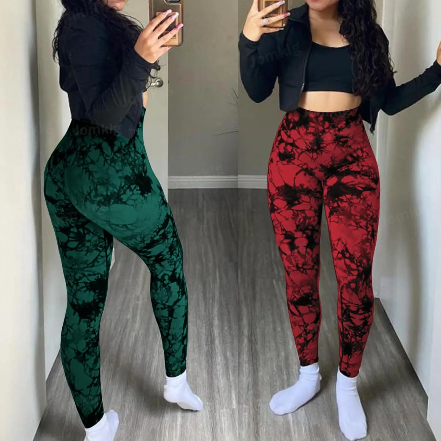 Tie Dye Seamless Leggings for Women High Waist Workout Yoga Pants Scrunch Butt Lifting Compression Tights