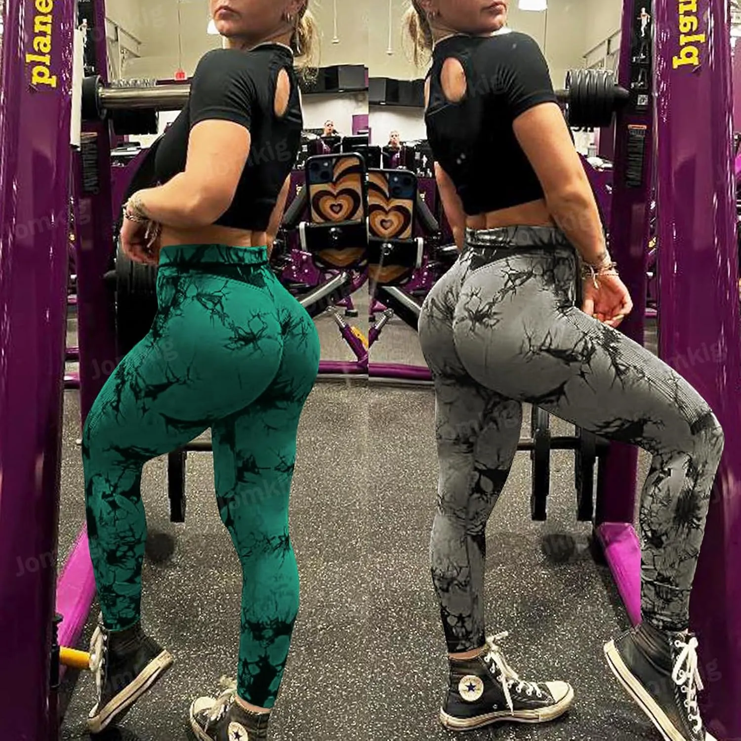 Tie Dye Seamless Leggings for Women High Waist Workout Yoga Pants Scrunch Butt Lifting Compression Tights