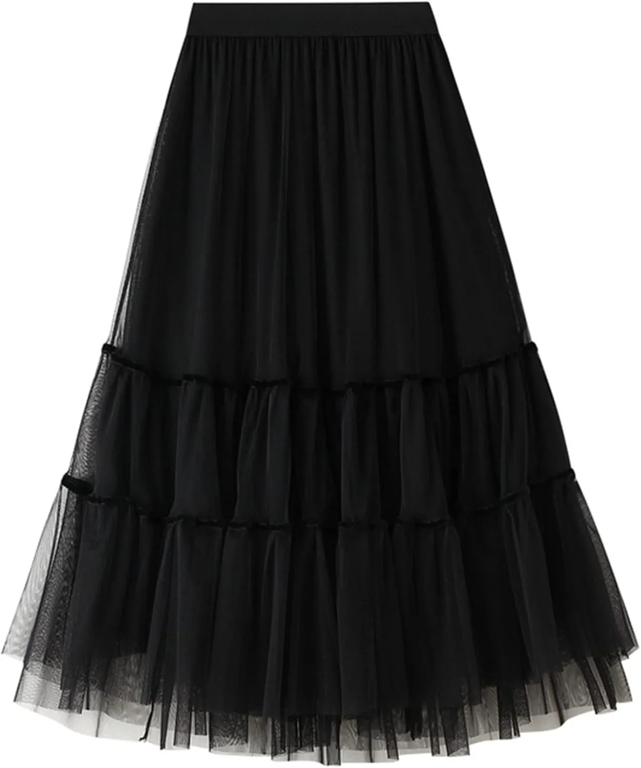 Tulle Skirts for Women, Tiered Layered Mesh Skirt, Elastic Waist A Line Maxi Tulle Skirts Petticoat