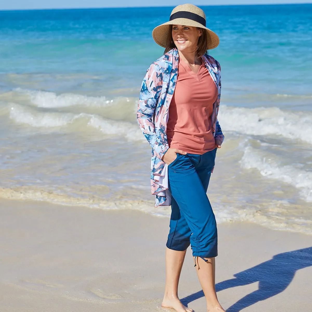 UV SKINZ V-Neck Sun and Swim Shirt for Women with UPF 50  Sun Protection – Rashguard, Modest Swim Top, Swim Tees