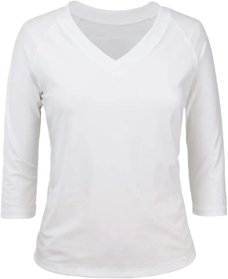 UV SKINZ V-Neck Sun and Swim Shirt for Women with UPF 50  Sun Protection – Rashguard, Modest Swim Top, Swim Tees
