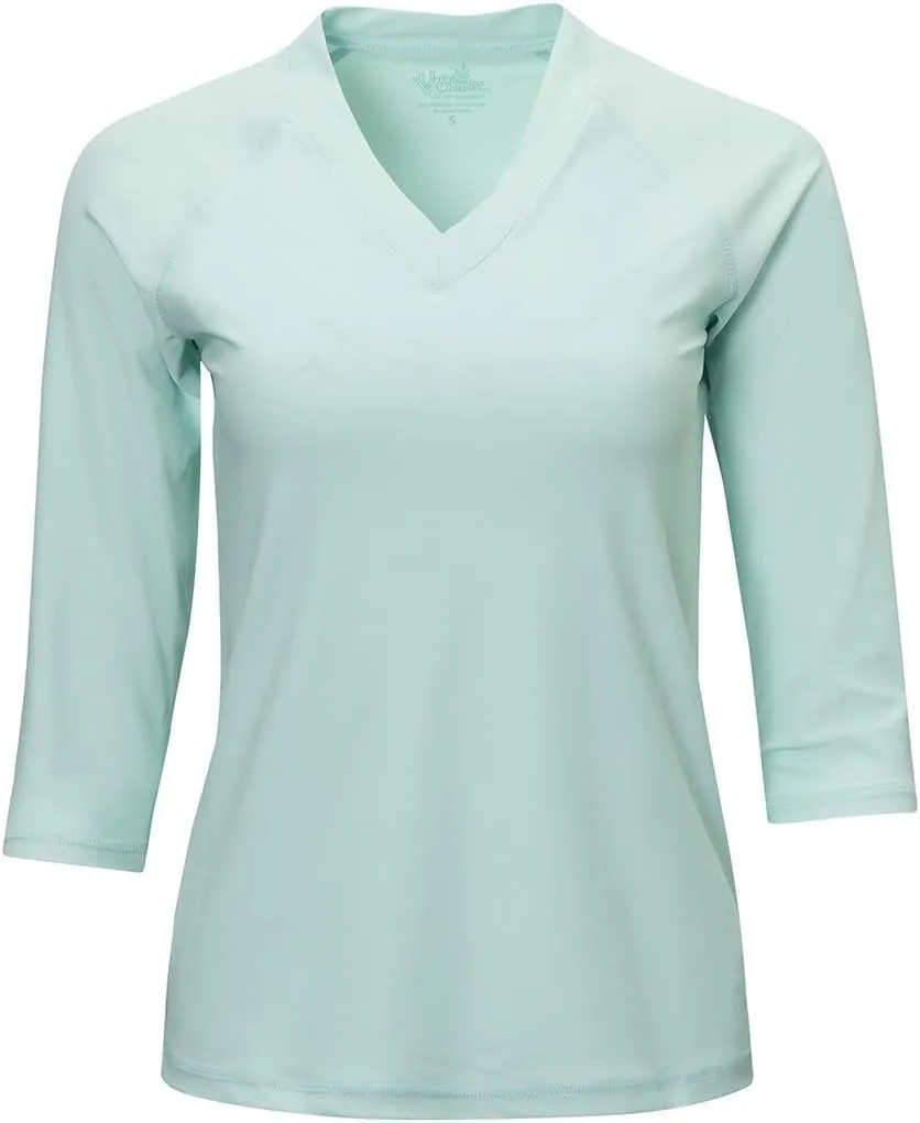 UV SKINZ V-Neck Sun and Swim Shirt for Women with UPF 50  Sun Protection – Rashguard, Modest Swim Top, Swim Tees