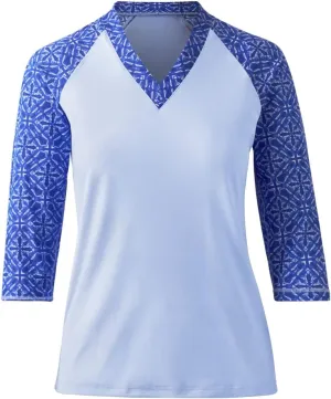 UV SKINZ V-Neck Sun and Swim Shirt for Women with UPF 50  Sun Protection – Rashguard, Modest Swim Top, Swim Tees
