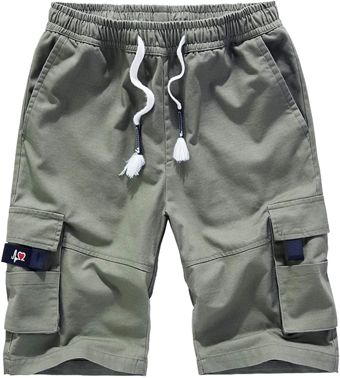 Vcansion Women's Casual Cotton Elastic Waist Drawstring Loose Fit Outdoor Multi-Pockets Cargo Shorts