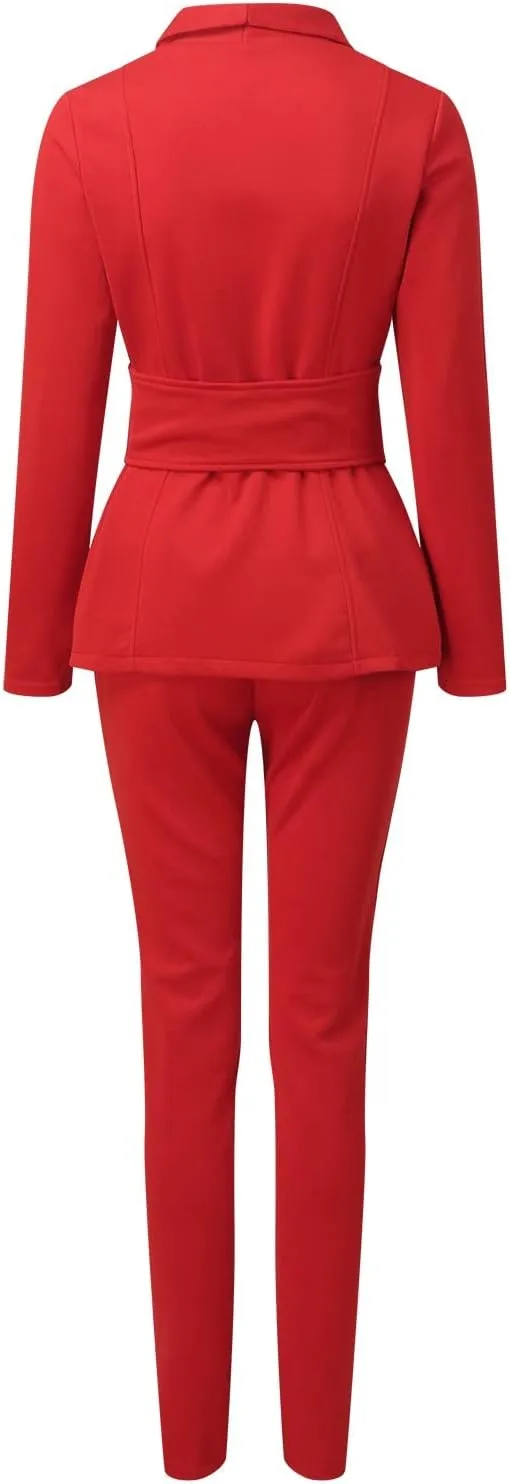 WABEOR Business Casual Outfits for Women Plus Size Formal Pantsuits Evening Party Cocktail Wedding Classy Elegant Pants Suit