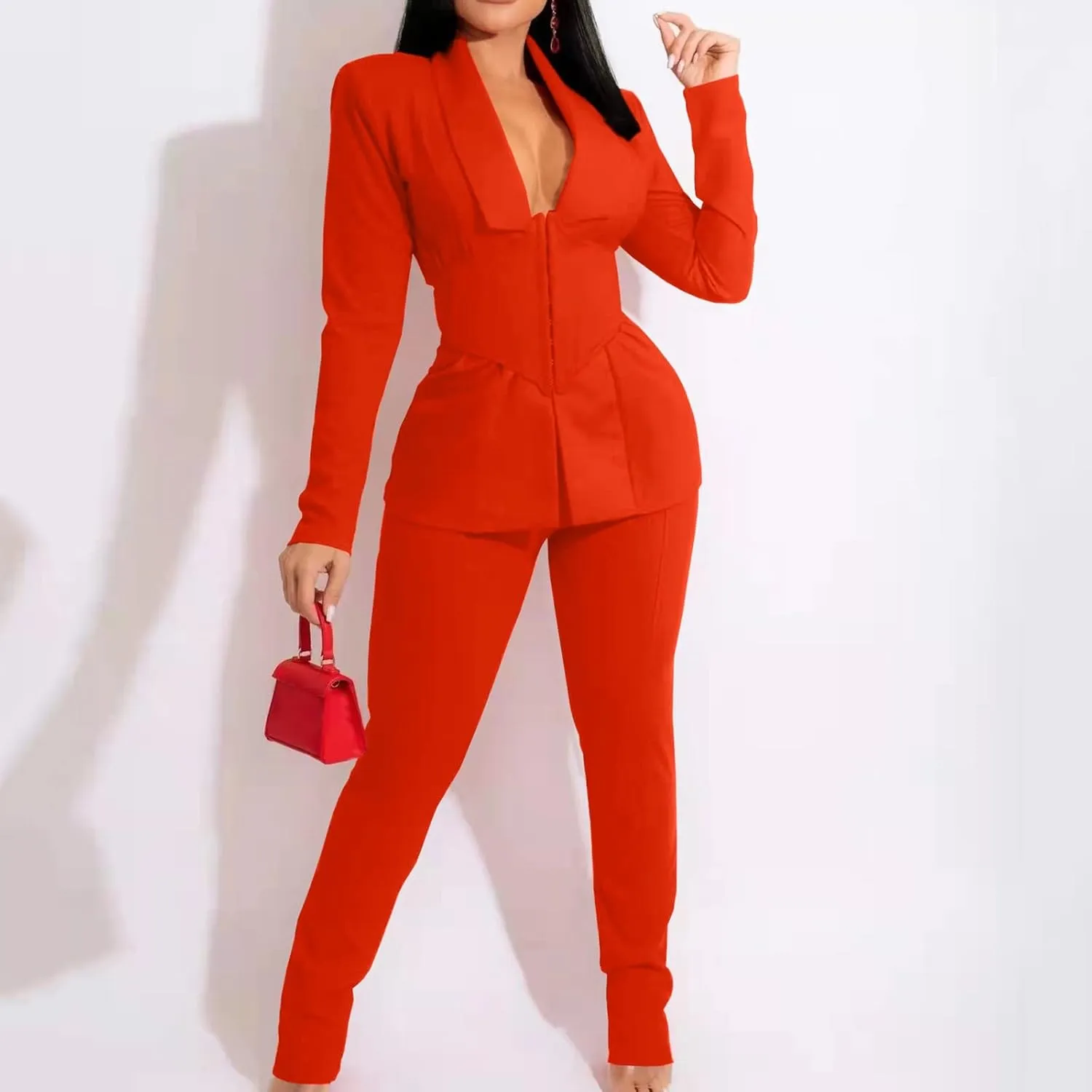 WABEOR Business Casual Outfits for Women Plus Size Formal Pantsuits Evening Party Cocktail Wedding Classy Elegant Pants Suit
