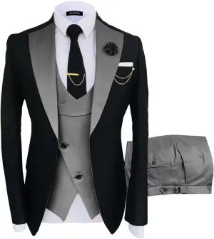 Wangyue Mens Suit 3 Piece Slim Fit Suits for Men Wedding Prom Tuxedo for Men Formal Business Suit