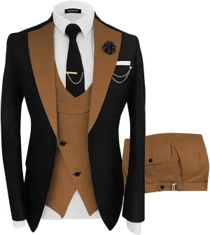 Wangyue Mens Suit 3 Piece Slim Fit Suits for Men Wedding Prom Tuxedo for Men Formal Business Suit