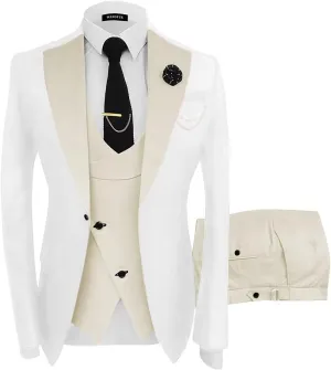 Wangyue Mens Suit 3 Piece Slim Fit Suits for Men Wedding Prom Tuxedo for Men Formal Business Suit
