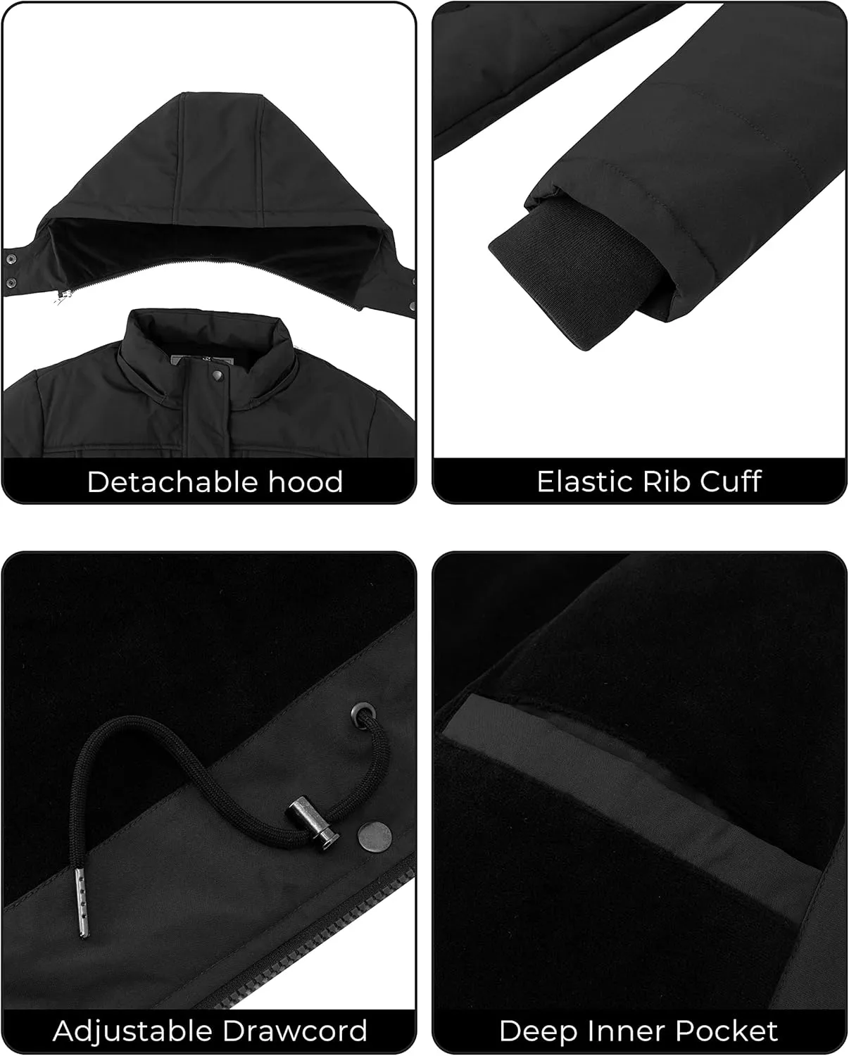 WenVen Women's Winter Water Resistant Warm Puffer Coat with Detachable Hood