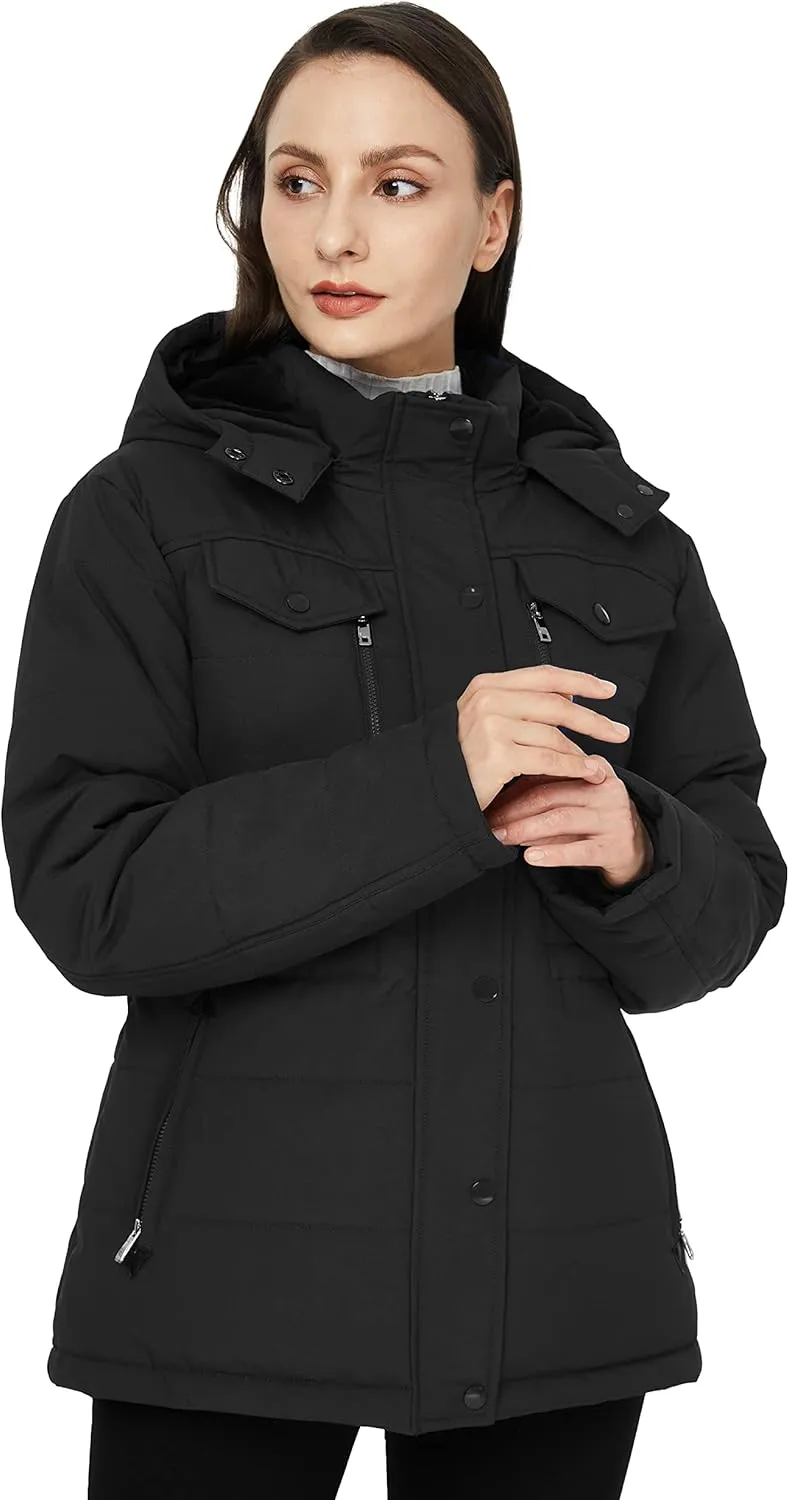 WenVen Women's Winter Water Resistant Warm Puffer Coat with Detachable Hood