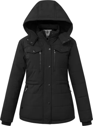 WenVen Women's Winter Water Resistant Warm Puffer Coat with Detachable Hood