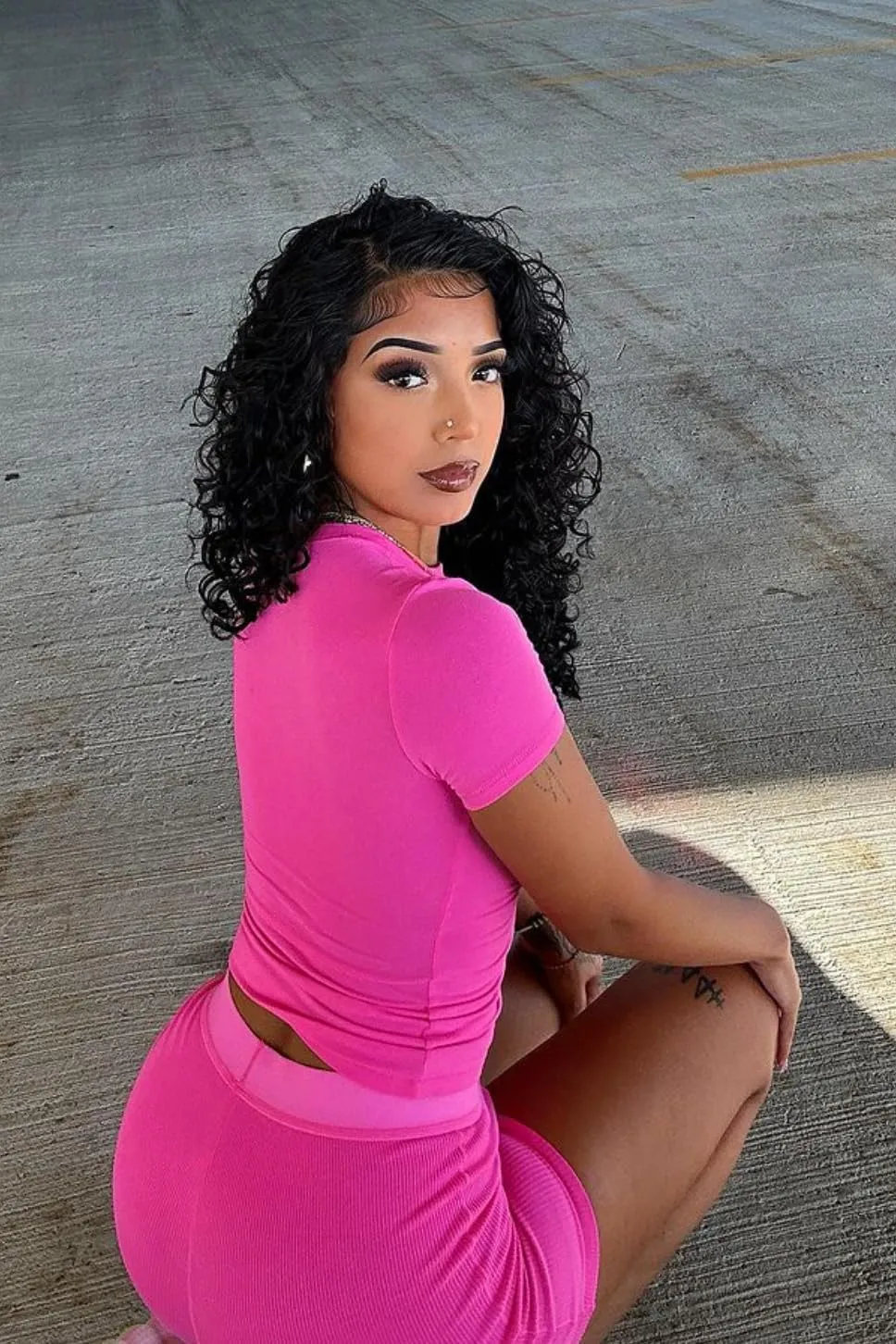 Women Casual Workout Sets 2 Pieces Lounge Wear High Waist Shorts Set Yoga Outfits Short Sleeve Ribbed Elastic Top