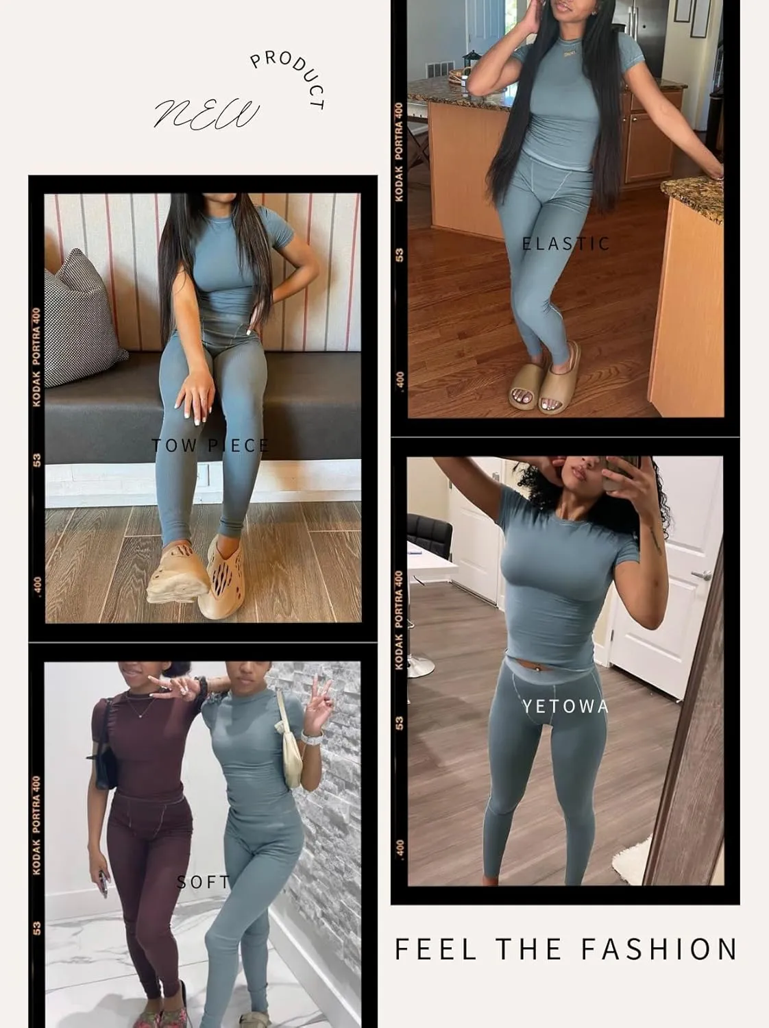 Women Casual Workout Sets 3 Pieces Lounge Wear Yoga Outfits Short Sleeve Ribbed Top Elastic High Waist Leggings