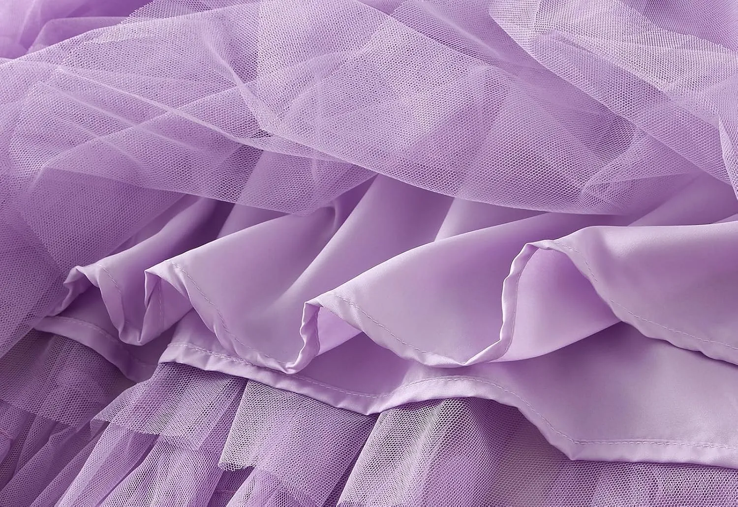 Women Tutu Tulle Skirt Elastic High Waist Layered Skirt Floral Print Mesh A-Line Midi Skirt
