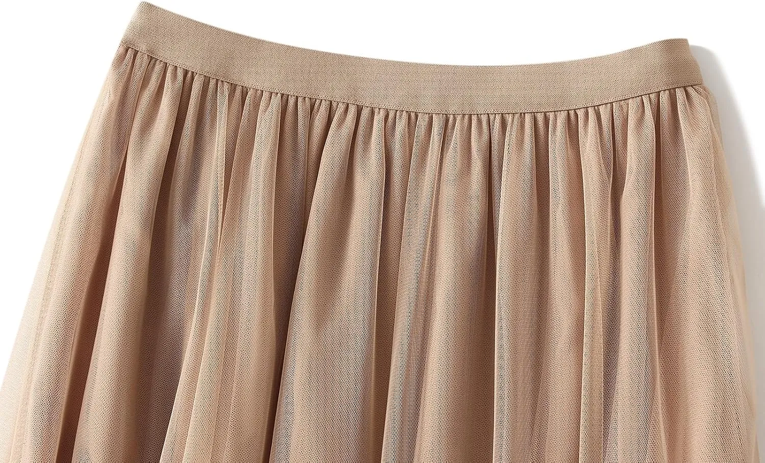 Women Tutu Tulle Skirt Elastic High Waist Layered Skirt Floral Print Mesh A-Line Midi Skirt