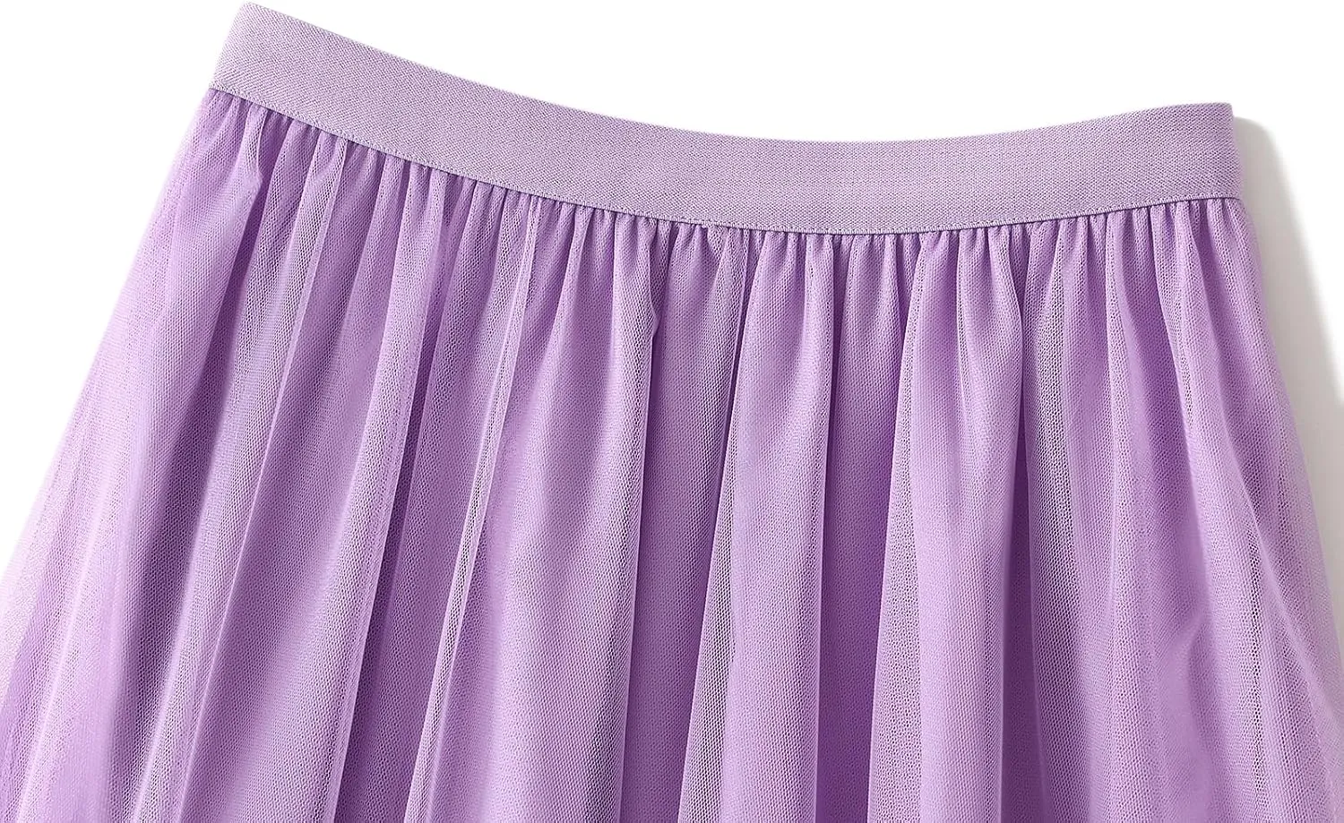 Women Tutu Tulle Skirt Elastic High Waist Layered Skirt Floral Print Mesh A-Line Midi Skirt