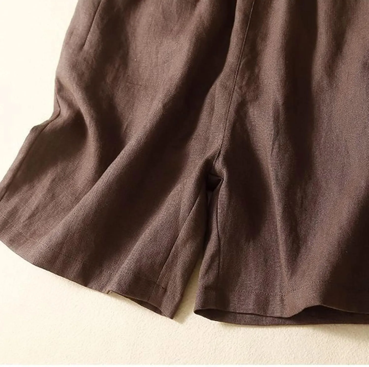 Women's Bermuda Shorts Cotton Linen Casual Lightweight Loose Summer Elastic High Waisted Beach Short with Pockets
