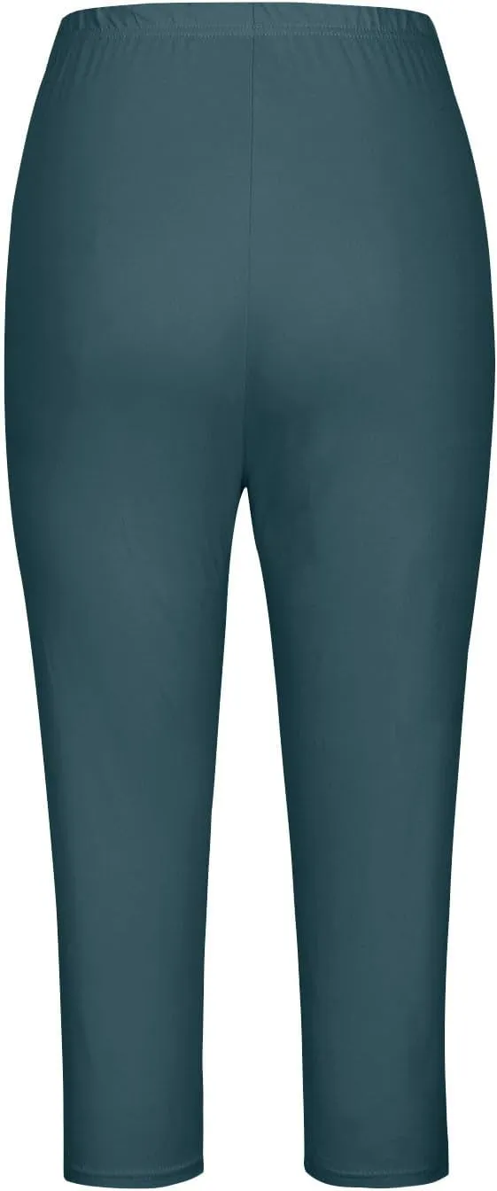 Womens Capri Leggings for Summer Casual Stretch High Waist Leggings Under Dress Lightweight Soft Capris Cropped Pants