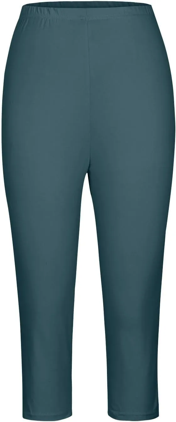 Womens Capri Leggings for Summer Casual Stretch High Waist Leggings Under Dress Lightweight Soft Capris Cropped Pants