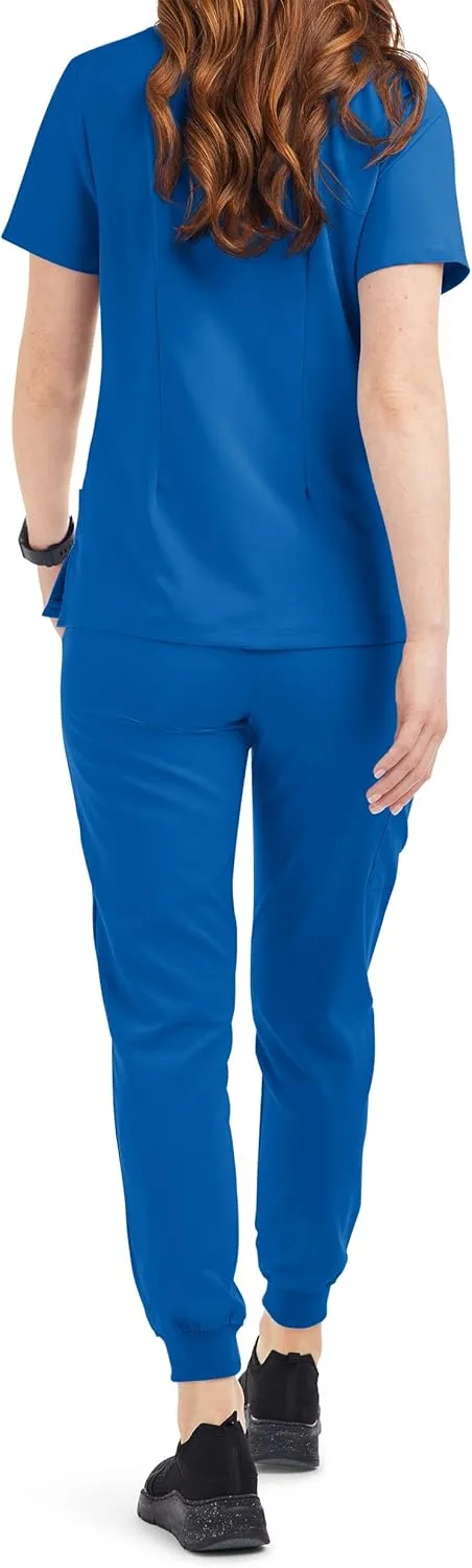 Women’s Cargo Jogger Scrub Set (XS-3X, 8 Colors) – Includes V-Neck Top and Elastic Jogger Pant