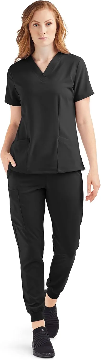 Women’s Cargo Jogger Scrub Set (XS-3X, 8 Colors) – Includes V-Neck Top and Elastic Jogger Pant
