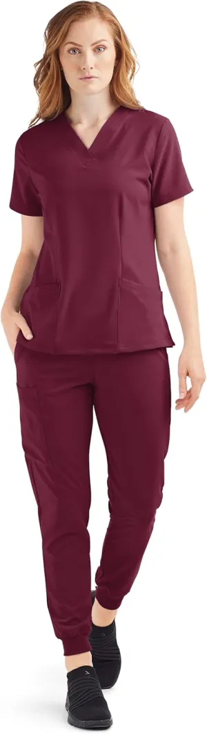 Women’s Cargo Jogger Scrub Set (XS-3X, 8 Colors) – Includes V-Neck Top and Elastic Jogger Pant