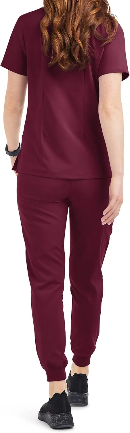 Women’s Cargo Jogger Scrub Set (XS-3X, 8 Colors) – Includes V-Neck Top and Elastic Jogger Pant