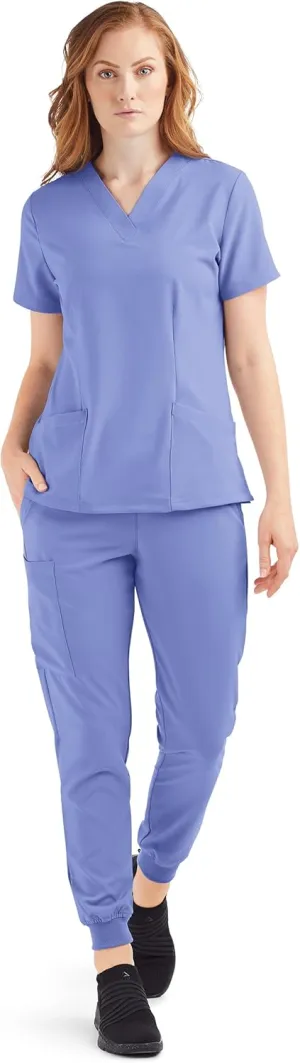 Women’s Cargo Jogger Scrub Set (XS-3X, 8 Colors) – Includes V-Neck Top and Elastic Jogger Pant